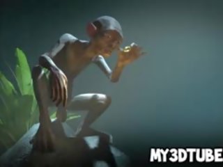 3d divinity cho gollum một blowjob trong khi trong các woods