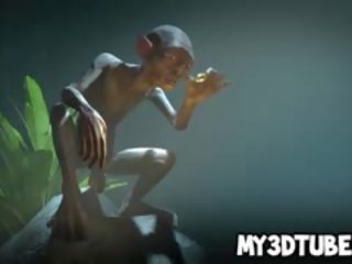 3d divinity giving gollum a bukkake while in the woods