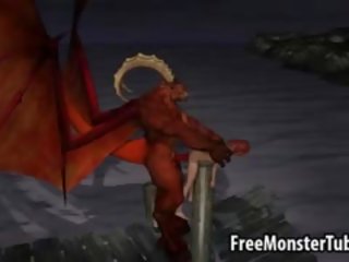 3d καρτούν divinity παίρνει πατήσαμε ύπαιθρο με ένα winged demon